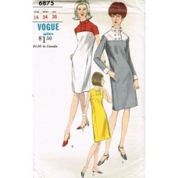 6875 1960s VOGUE YOKE 2 BRSTD DRESS, COLLAR PATTERN 14 34